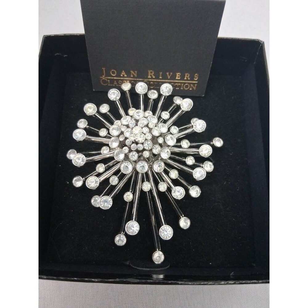 Joan Rivers Classic Collection Crystal Starburst Dandelion Brooch Pin Boxed